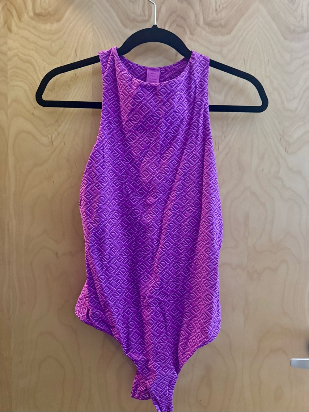 Fendi x SKIMS Purple Logo-Embossed One-Piece Bodysuit - Picture 2 of 2